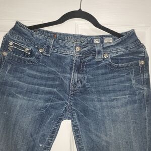 Miss Me Women's Dark Blue Boot Cut Jeans with Embellished Pockets